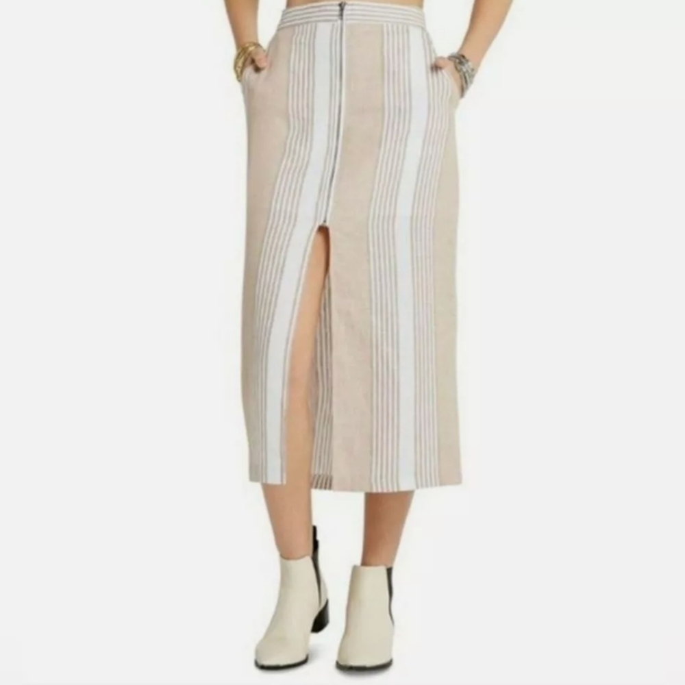 BCBGeneration Elegant Striped Beige Skirt